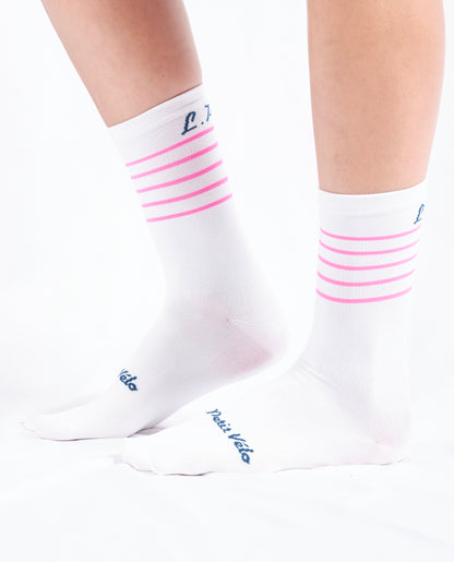 Chaussettes vélo "Mlle marinière fluo"